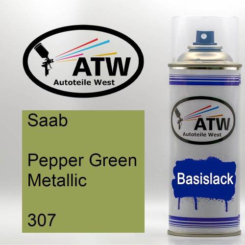 Saab, Pepper Green Metallic, 307: 400ml Sprühdose, von ATW Autoteile West.